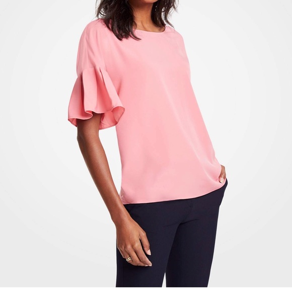 Ann Taylor Petite Flutter Sleeve Top MP - Picture 1 of 4